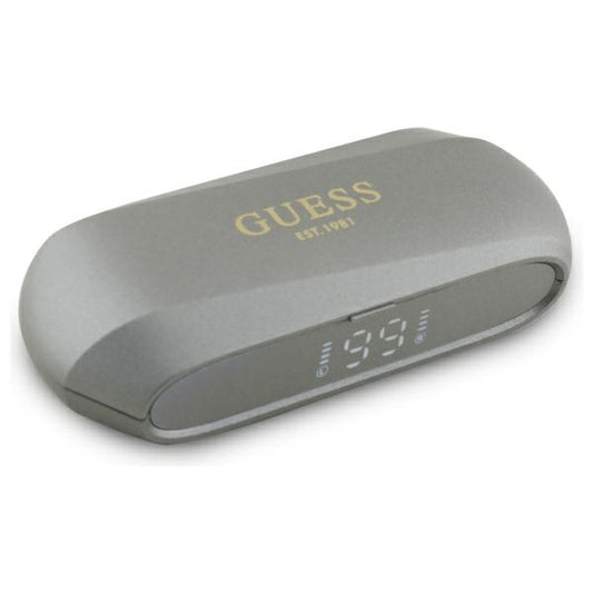 Handsfree Bluetooth Guess Elongated Metallic Printed Logo, TWS, Grey