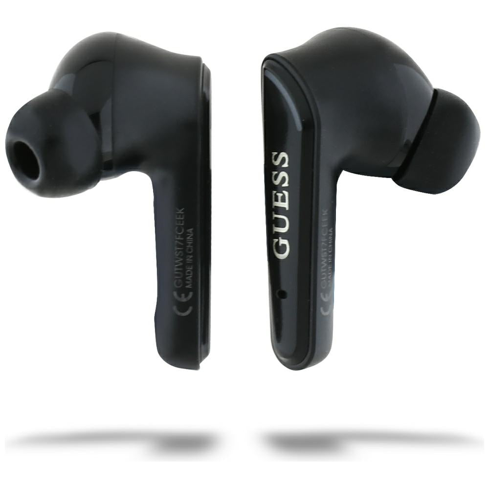 Handsfree Bluetooth Guess Flat Classic Logo Electroplated, TWS, Črn