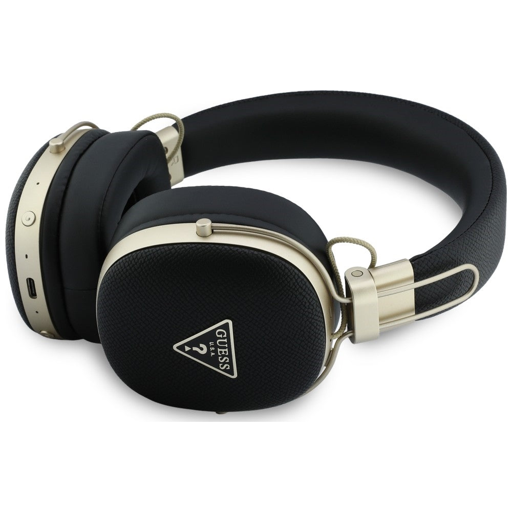 Brezžične slušalke Bluetooth Guess z zrnato trikotno logotipom, A2DP, črne barve