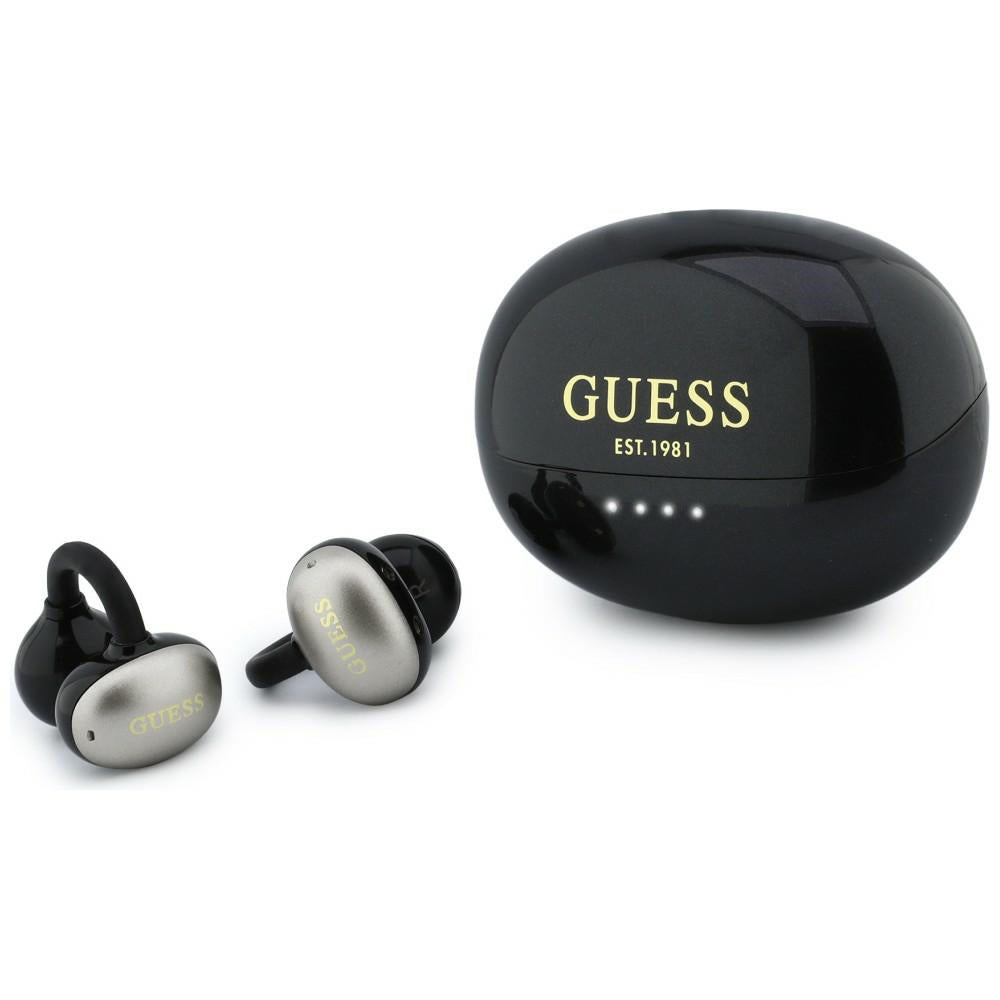 Brezžične slušalke Bluetooth Guess z metalnim zaključkom, elektropirani deli, klasične, TWS, črne