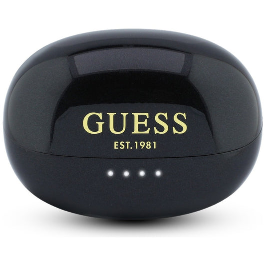 Brezžične slušalke Bluetooth Guess z metalnim zaključkom, elektropirani deli, klasične, TWS, črne