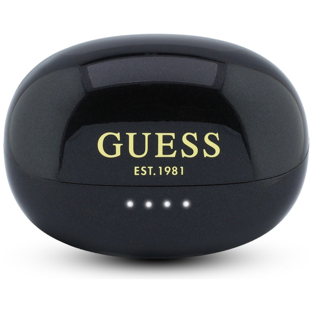 Brezžične slušalke Bluetooth Guess z metalnim zaključkom, elektropirani deli, klasične, TWS, črne