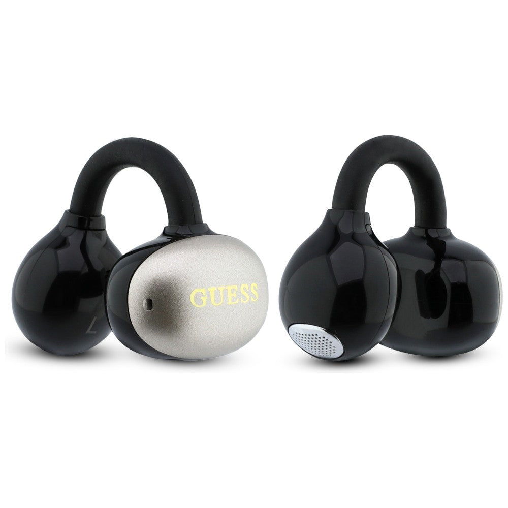 Brezžične slušalke Bluetooth Guess z metalnim zaključkom, elektropirani deli, klasične, TWS, črne