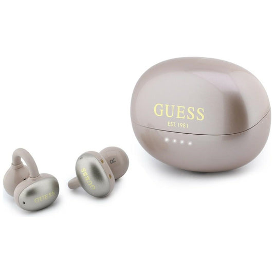 Brezžične slušalke Bluetooth Guess z metalnim zaključkom, elektropirani deli, klasične, TWS, roza