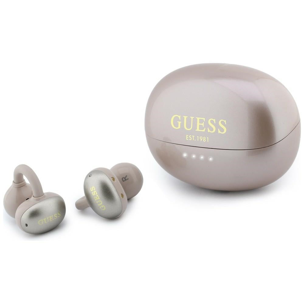 Brezžične slušalke Bluetooth Guess z metalnim zaključkom, elektropirani deli, klasične, TWS, roza