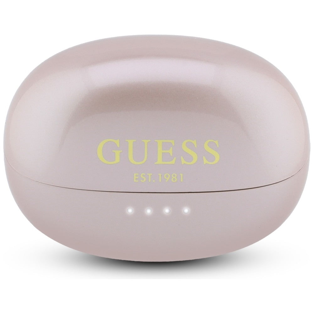 Brezžične slušalke Bluetooth Guess z metalnim zaključkom, elektropirani deli, klasične, TWS, roza