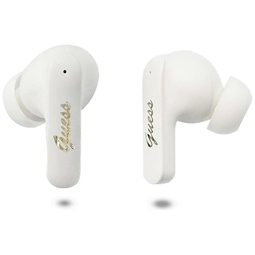Brezžične slušalke Bluetooth Guess Script Metal Logo, TWS, Bela