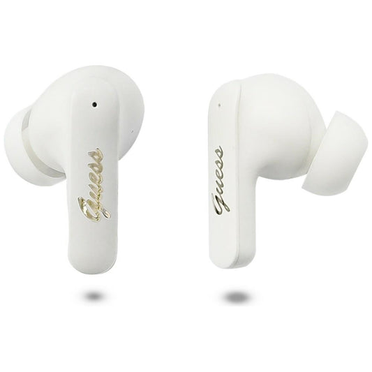 Brezžične slušalke Bluetooth Guess Script Metal Logo, TWS, Bela