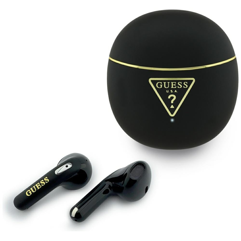 Brezžične slušalke Bluetooth Guess Script Print, TWS, črne