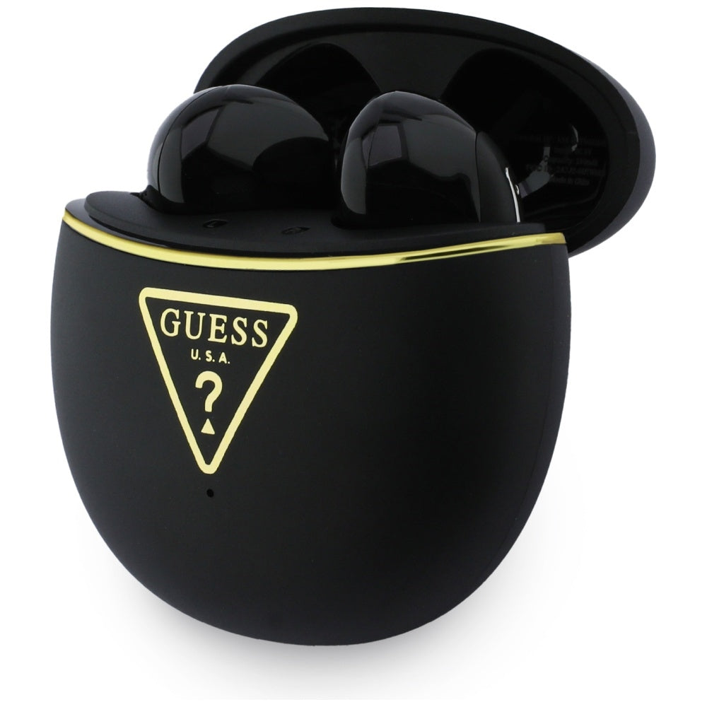Brezžične slušalke Bluetooth Guess Script Print, TWS, črne