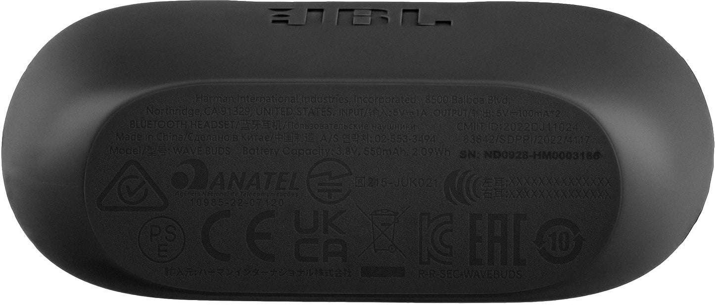 Slušalke Bluetooth JBL Wave Buds, TWS, črne JBLWBUDSBLK