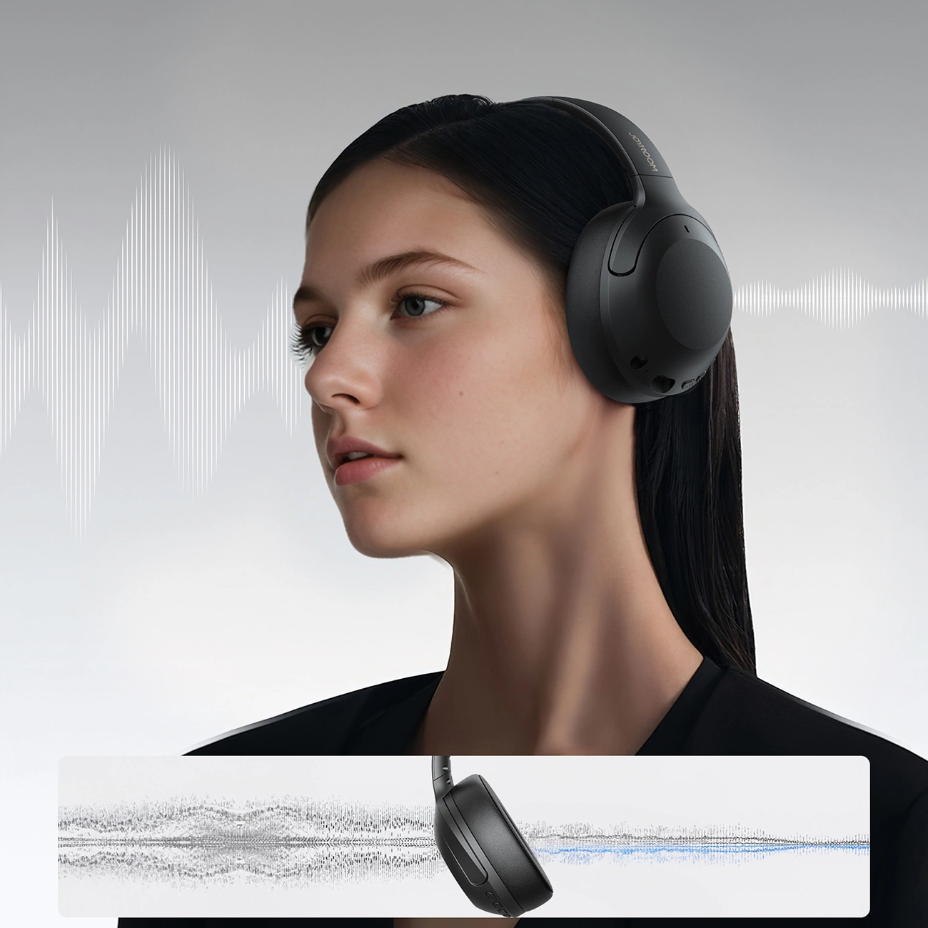 Bluetooth prostoročne slušalke Joyroom JR-JH2, A2DP, ANC, Črne