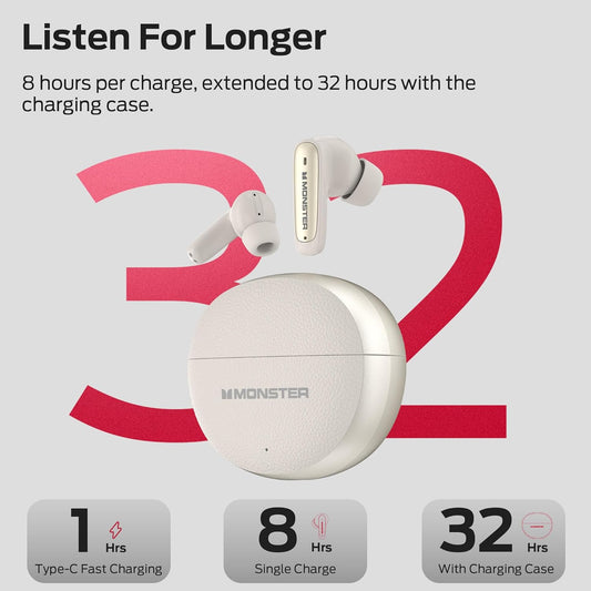 Bluetooth prostoročni Monster N-Lite 310, TWS, svetlo krem