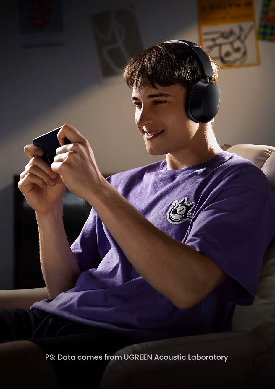 Brezžične slušalke Bluetooth UGREEN HiTune Max5C HP203, A2DP, ANC, črne