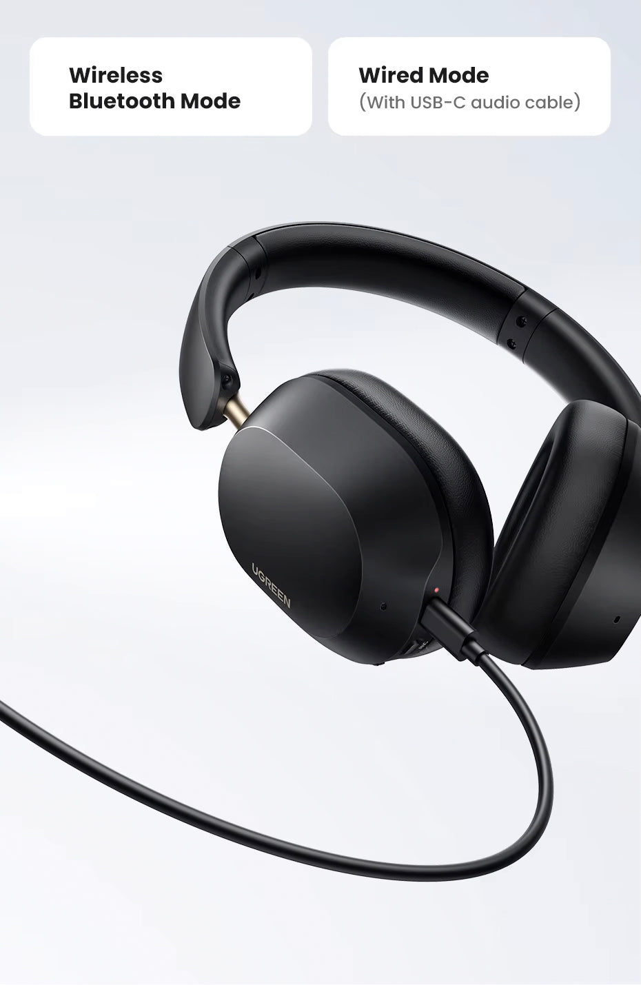 Brezžične slušalke Bluetooth UGREEN HiTune Max5C HP203, A2DP, ANC, črne