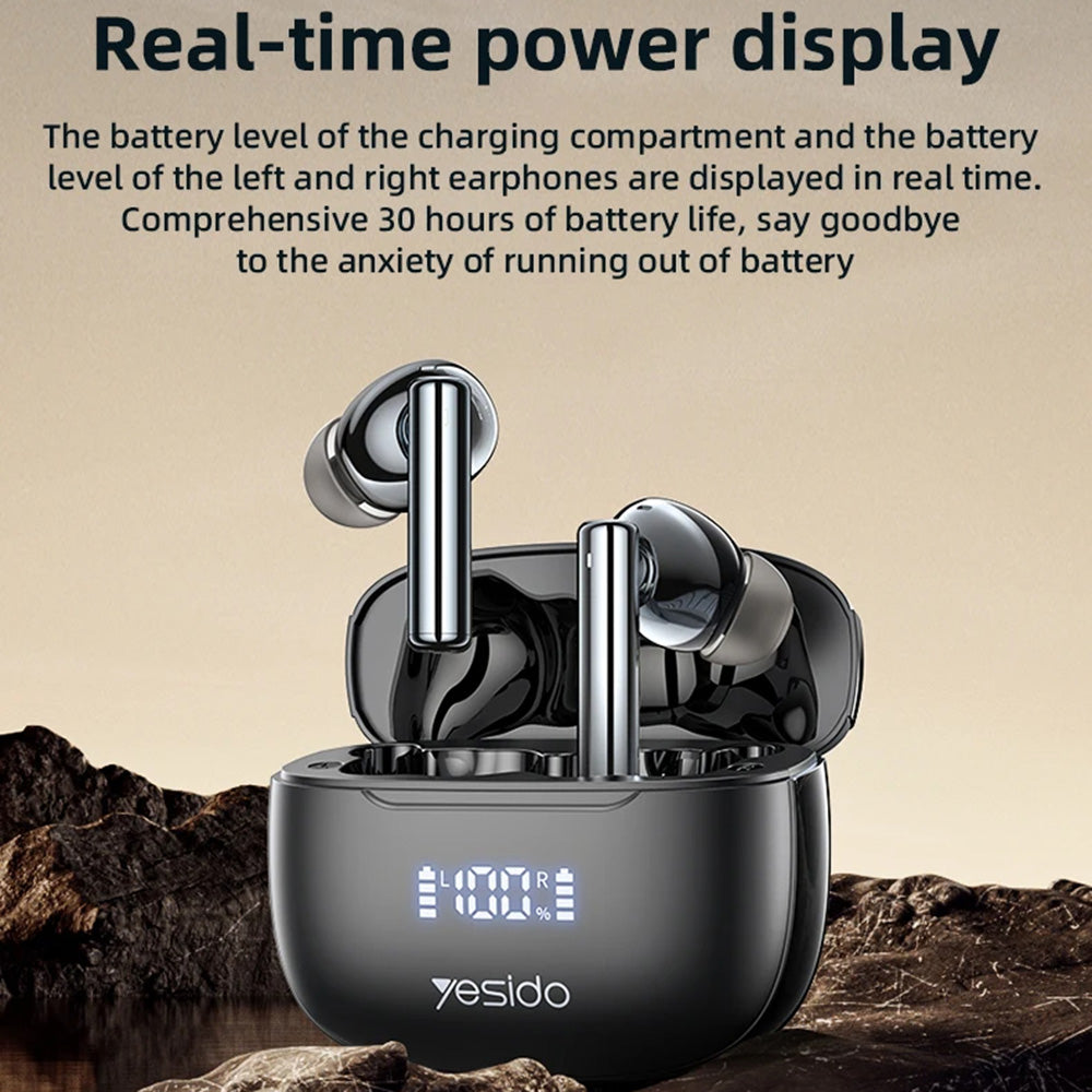 Handsfree Bluetooth Yesido TWS23, TWS, ANC, Črna