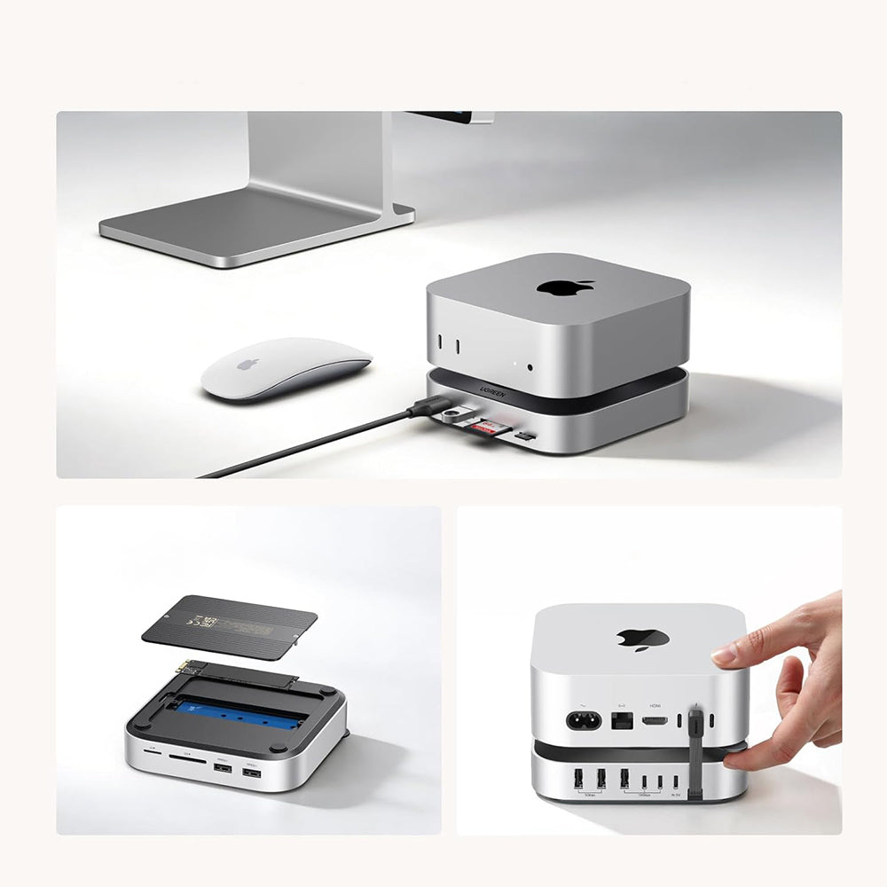 Večnamenski hub UGREEN CM841A (95094) za Apple Mac Mini M4 / Mini M4 Pro, 10v1, siva