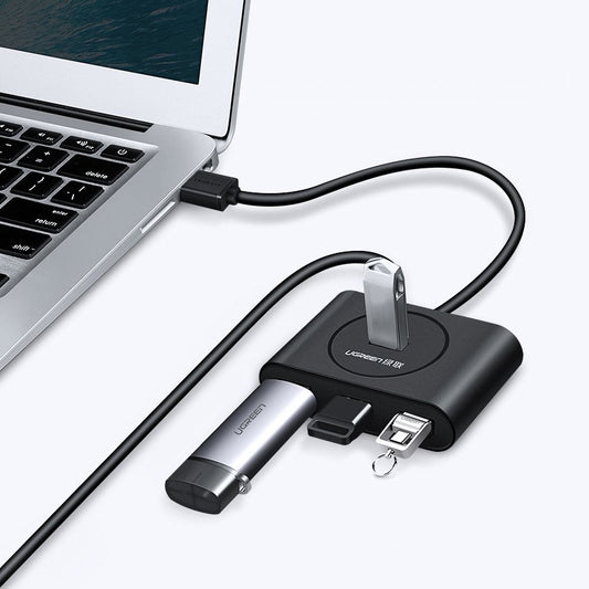 USB hub UGREEN CR113, 4 x USB-A 3.0, 0.5m, črn