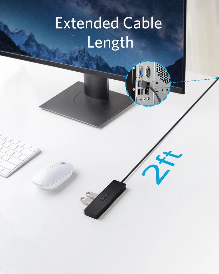 Hub USB Anker, 4 x USB-A 3.0, Črn A7516016