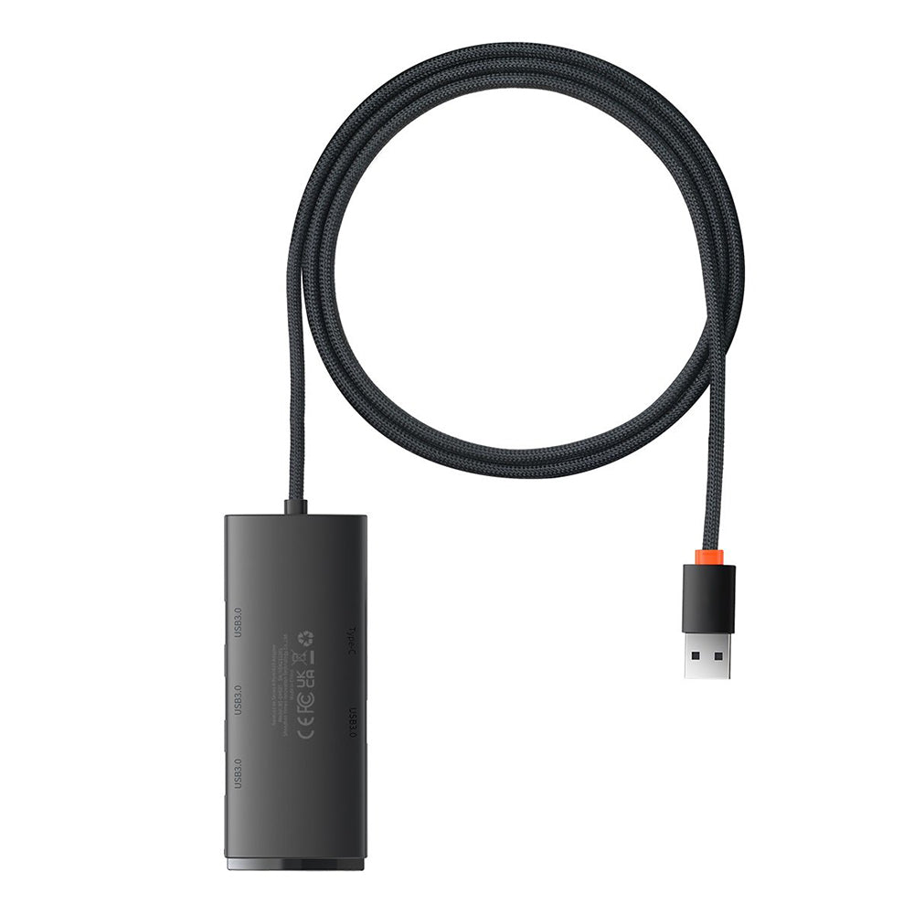 Hub USB Baseus Lite, 4 x USB-A 3.0 - 1 x USB-C, 1m, Črn WKQX030101