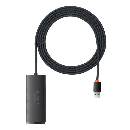Razdelilnik USB Baseus Lite, 4 x USB-A 3.0 - 1 x USB-C, 2 m, črn WKQXX030201