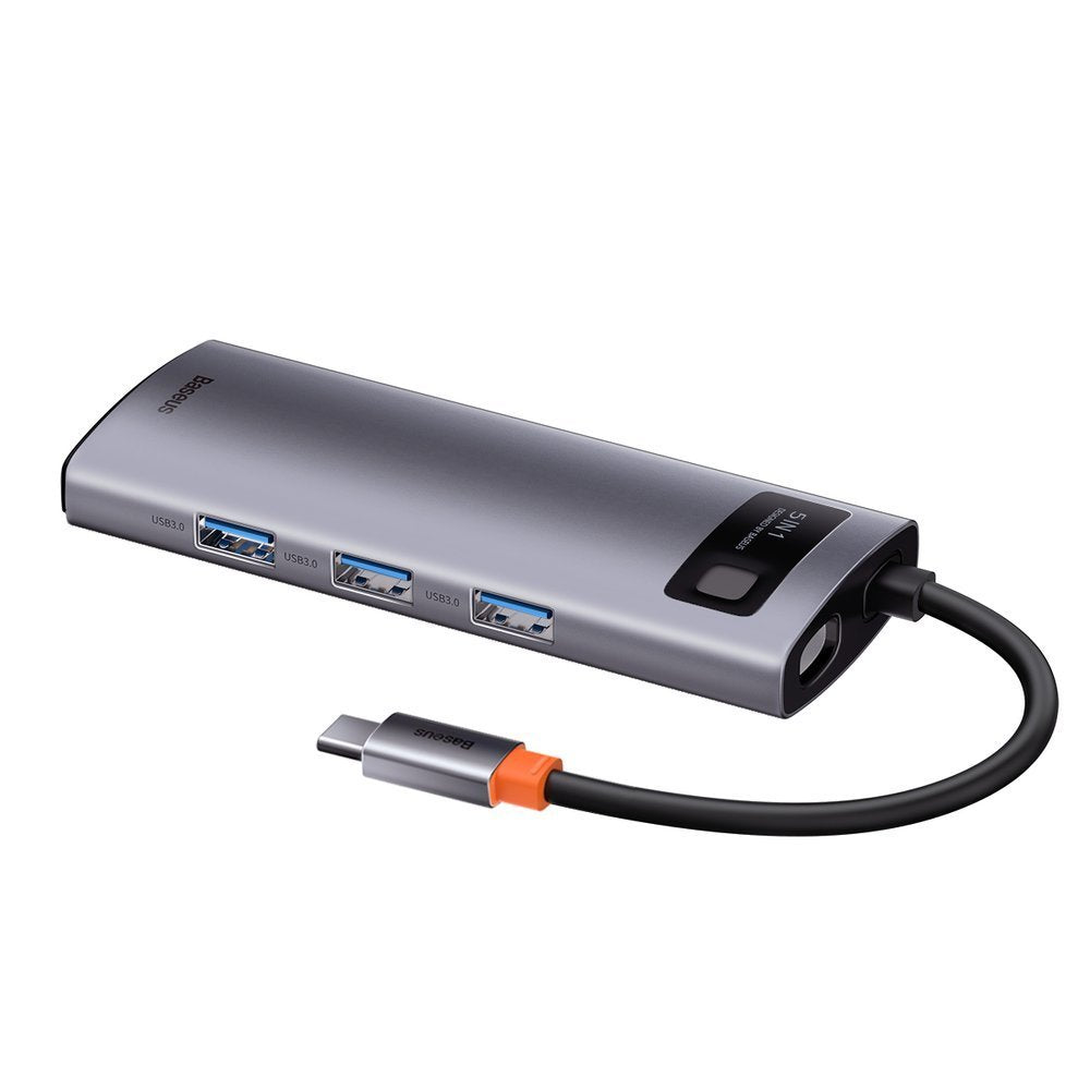 Hub USB-C Baseus Metal Gleam, 3 x USB-A 3.0 - 1 x USB-C - 1 x HDMI, Siv CAHUB-CX0G