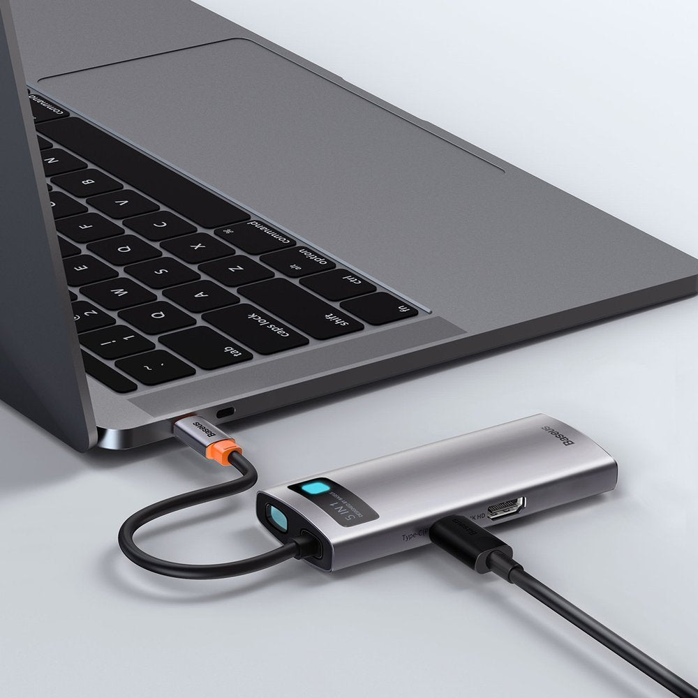 Hub USB-C Baseus Metal Gleam, 3 x USB-A 3.0 - 1 x USB-C - 1 x HDMI, Siv CAHUB-CX0G