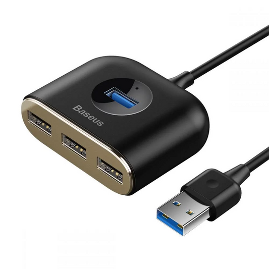 USB Hub Baseus Square, 1 x USB-A 3.0 - 3 x USB-A, Črn CAHUB-AY01