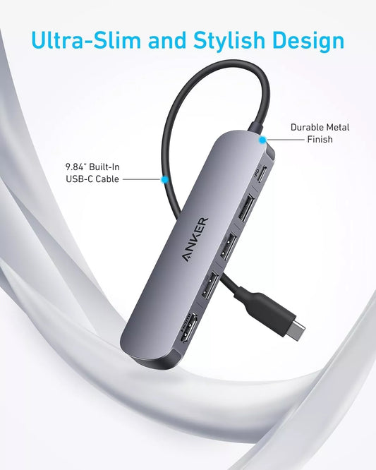 Hub USB-C Anker, 2 x USB-A - 1 x USB-A 3.0 - 1 x USB-C - 1 x HDMI, Siv A8357HA0