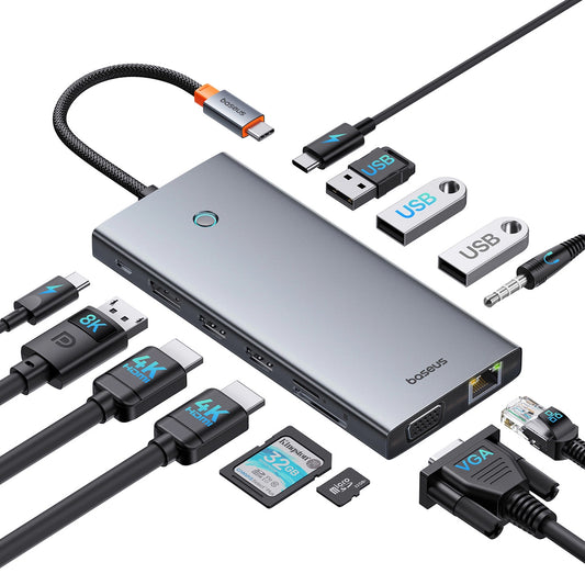 Hub USB-C Baseus PortalJoy, 13v1, Siva B00053002811-01
