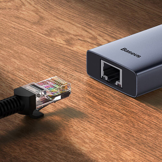 Hub USB-C Baseus UltraJoy, 3 x USB-A 3.0 - 1 x USB-C - 1 x HDMI - 1 x RJ45, Siv B00052807813-00