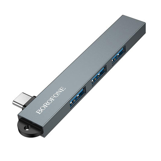USB-C Hub Borofone FH1A, 4v1, Siva