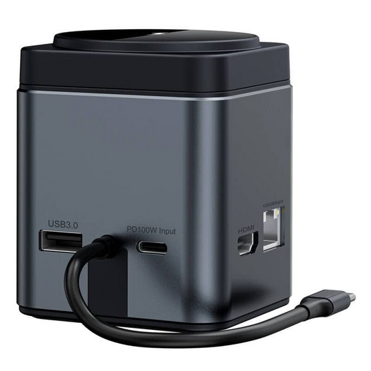 USB-C hub z brezžičnim polnjenjem QI BlitzWolf BW-TH17, 9v1, črn