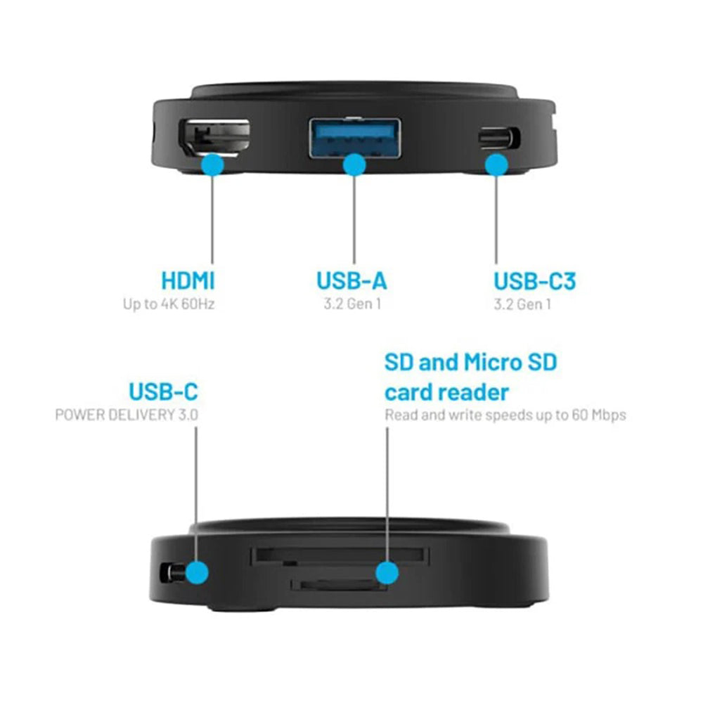 Fixed MagHub USB-C Hub, 7in1, Black