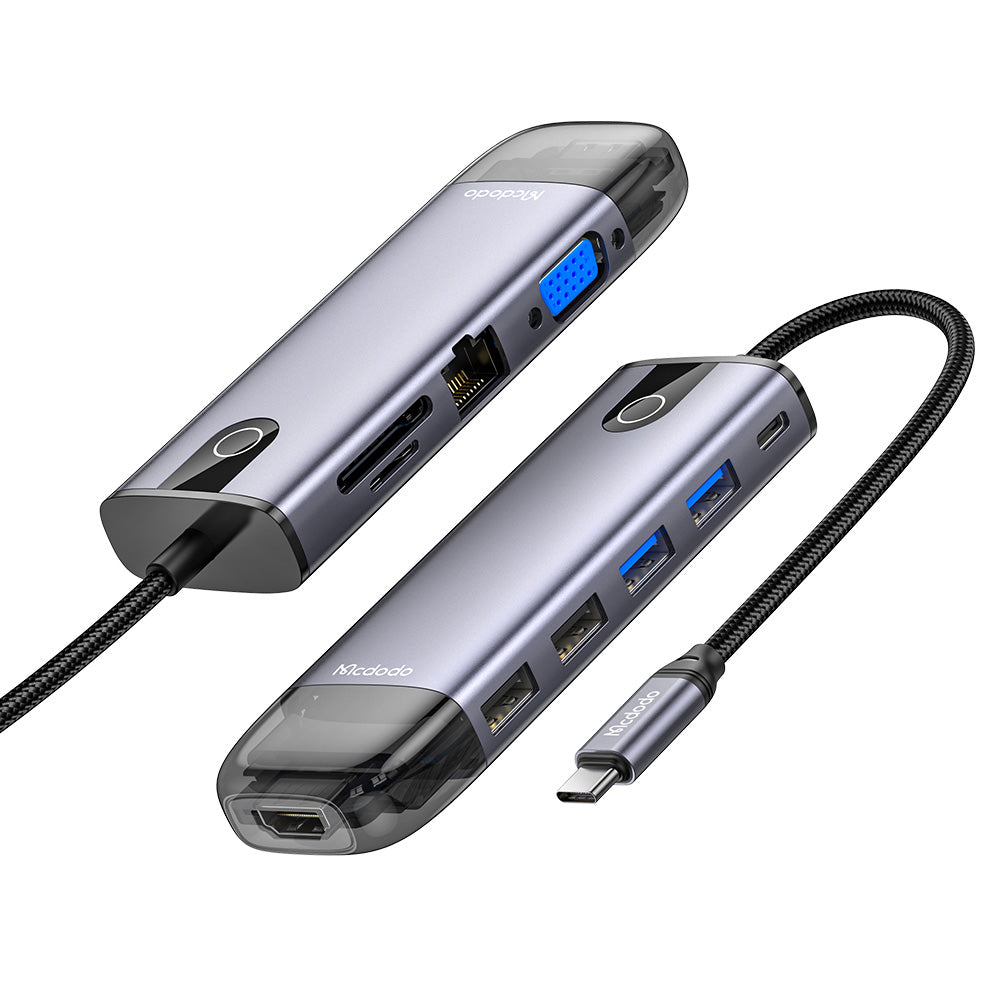 Hub USB-C McDodo HU-7420, 10v1, Siv
