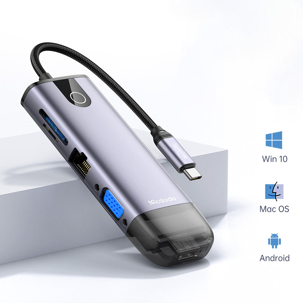 Hub USB-C McDodo HU-7420, 10v1, Siv