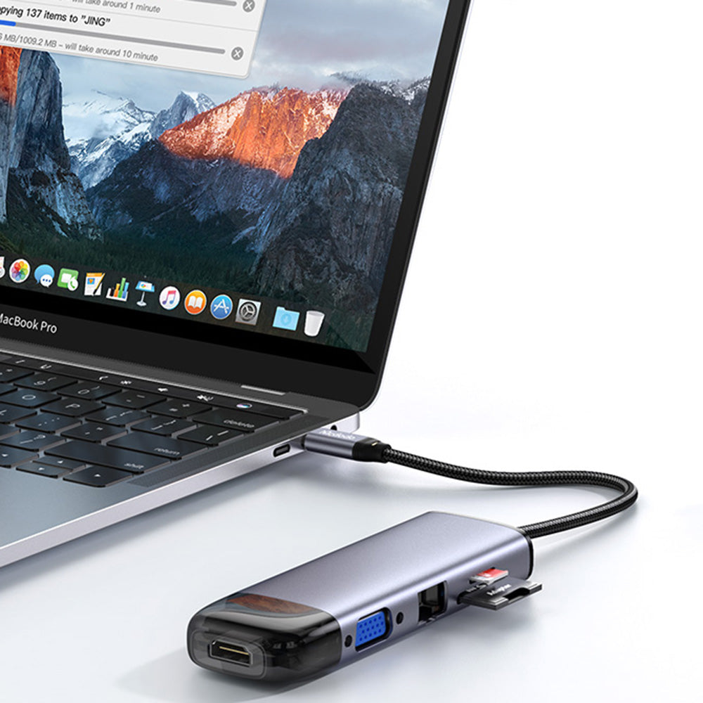 Hub USB-C McDodo HU-7420, 10v1, Siv