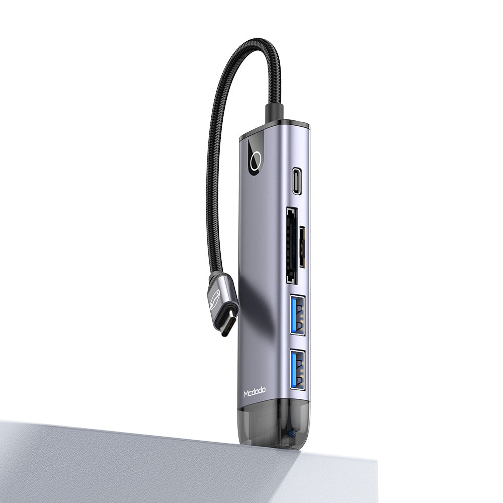 Hub USB-C McDodo HU-7740, 6v1, Siv