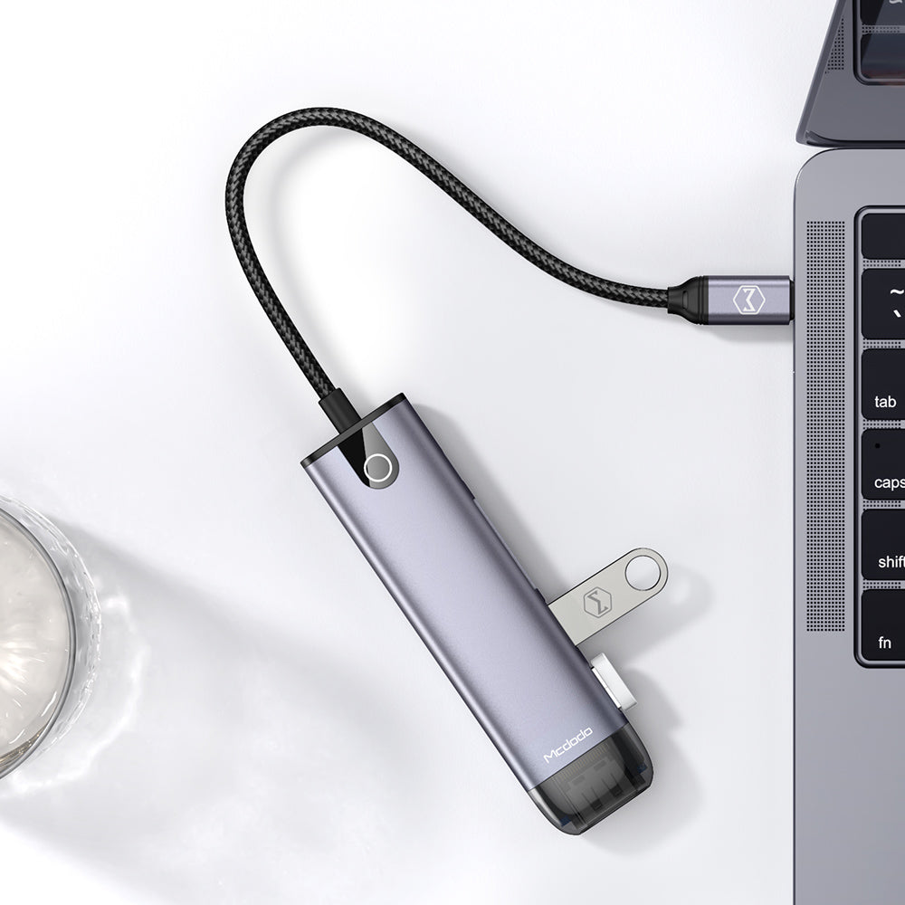 Hub USB-C McDodo HU-7740, 6v1, Siv
