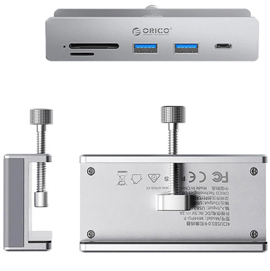 Hub USB-C Orico MH5PC Clamp, 2 x USB-A 3.2 - 1 x USB-C - 1 x SD - 1 x microSD, Srebrn