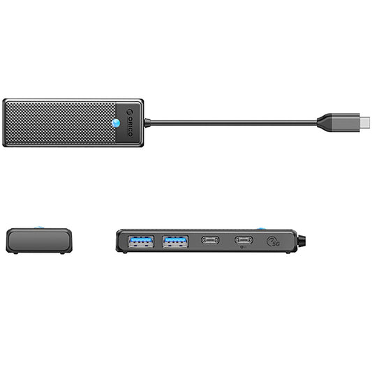 Hub USB-C Orico PAPW2AC-C3, 2 x USB-A 3.0 - 2 x USB-C, črn