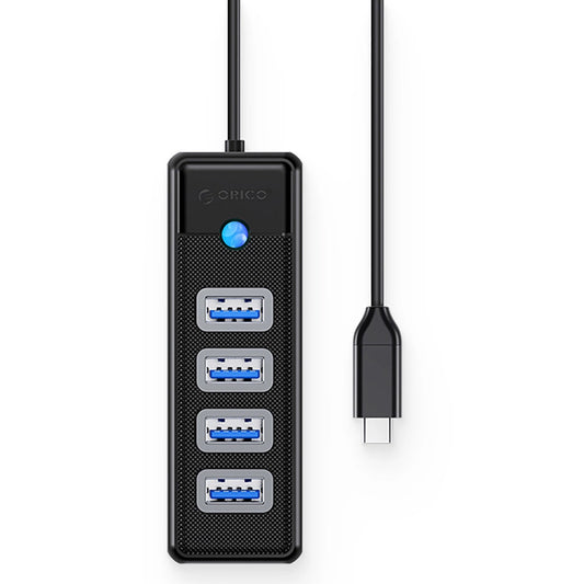 Hub USB-C Orico PW4U-C3, 4 x USB-A 3.0, črn
