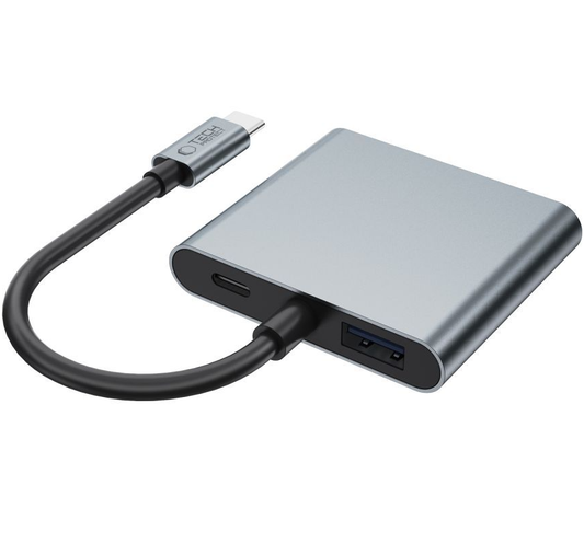 Hub USB-C Tech-Protect HB08, 1 x USB-A - 1 x USB-C - 2 x HDMI, Siv