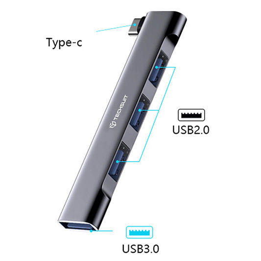 Hub USB-C Techsuit H13 ZenithDock, 4v1, Siv