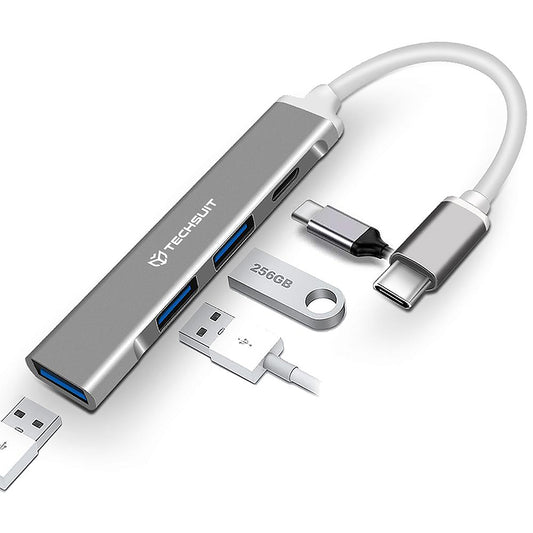 Hub USB-C Techsuit H18 PolarisBridge, 4v1, Sivo Bel