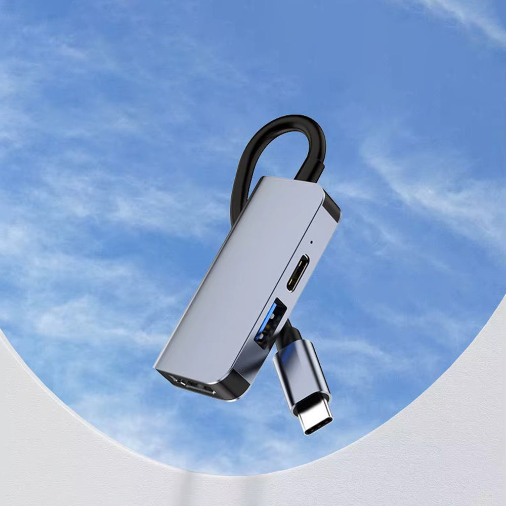Hub USB-C Techsuit H4 TurboChargeX, 3v1, Siv
