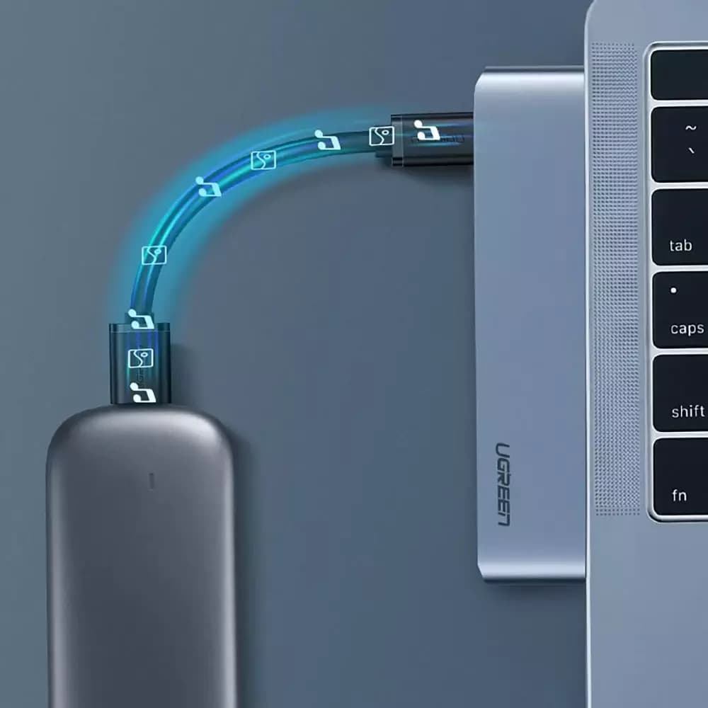 Hub USB-C UGREEN CM251 za Apple MacBook Pro / Air, 3 x USB-A 3.0 - 1 x USB-C - 1 x SD - 1 x microSD, Siv