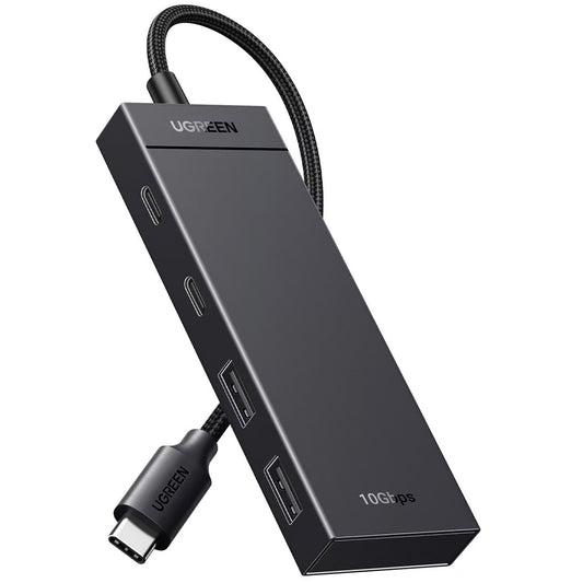 Hub USB-C UGREEN CM416, 2 x USB-A 3.1 - 2 x USB-C, 0,25 m, črn