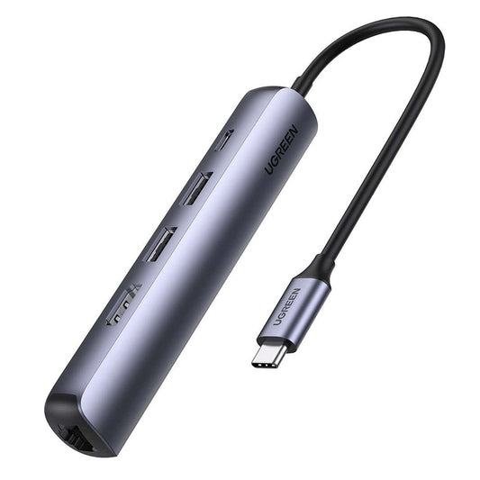 Hub USB-C UGREEN CM418 (10919), 2 x USB-A 3.0 - 1 x USB-C - 1 x HDMI - 1 x RJ45, Siv