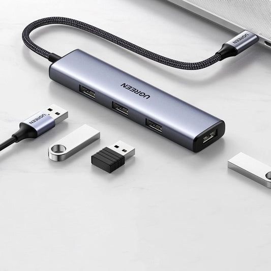 USB-C razdelilnik UGREEN CM473 (20841), 4 x USB-A 3.0, 0,20 m, siva